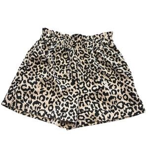 Glam Leopard Corduroy Paper Bag Shorts Size Small